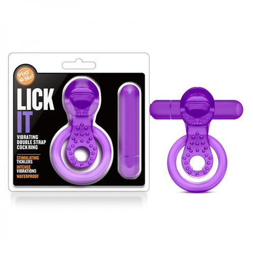 Play With Me - Lick It - Vibrating Double Strap Cockring - Purple - happyshop365247