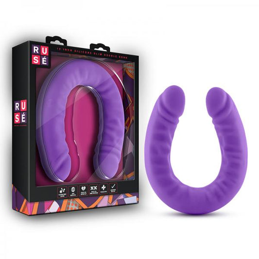 Ruse - 18 Inch Silicone Slim Double Dong - Purple - happyshop365247
