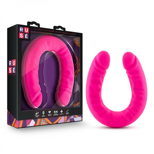 Ruse - 18 Inch Silicone Slim Double Dong - Hot Pink - happyshop365247