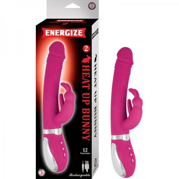 Energize Heat Up Bunny 2 Heating Up To 107 Degrees 12 Function Dual Motor Rechargable Waterproof Pin - happyshop365247