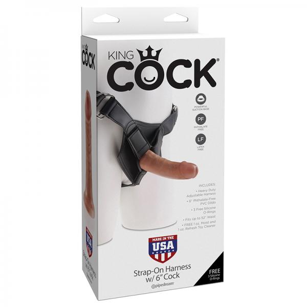 King Cock Strap-on Harness W/ 6in Cock Tan - happyshop365247