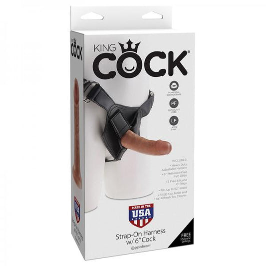 King Cock Strap-on Harness W/ 6in Cock Tan - happyshop365247