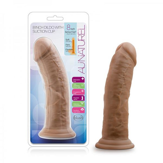Au Naturel - 8in Dildo With Suction Cup - Mocha - happyshop365247