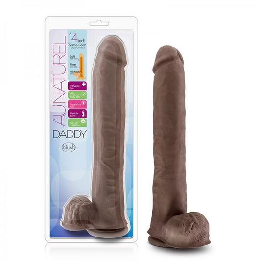 Au Naturel - Daddy - 14in Sensa Feel Dual Density Dildo - Chocolate - happyshop365247