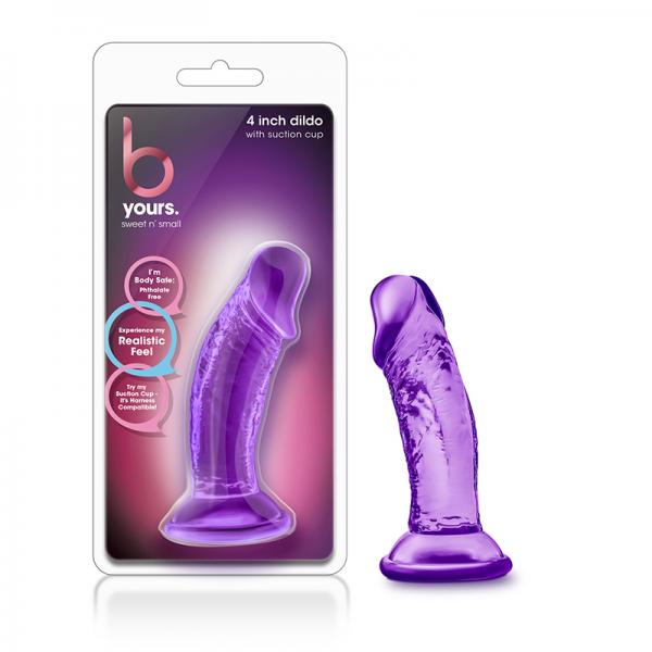 B Yours - Sweet N' Small 4in Dildo With Suction Cup - Purple - happyshop365247