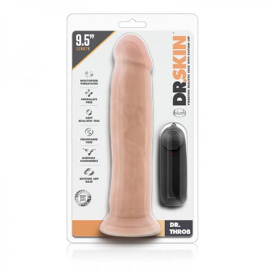 Dr. Skin - Dr. Throb - 9.5in Vibrating Realistic Cock With Suction Cup - Vanilla - happyshop365247