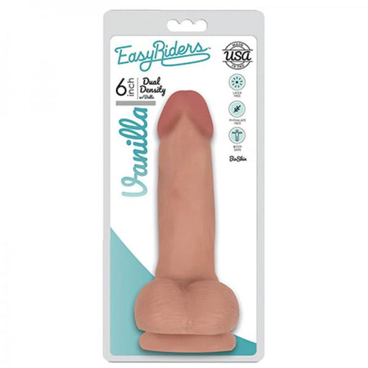 Easy Rider Bioskin Dual Density Dong 6in With Balls Vanilla - happyshop365247