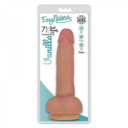 Easy Rider Bioskin Dual Density Dong 7in With Balls Vanilla - happyshop365247