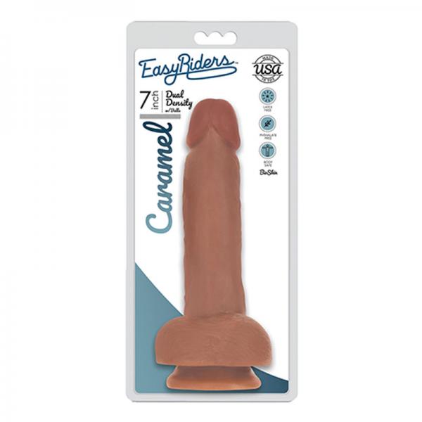 Easy Rider Bioskin Dual Density Dong 7in With Balls Caramel - happyshop365247