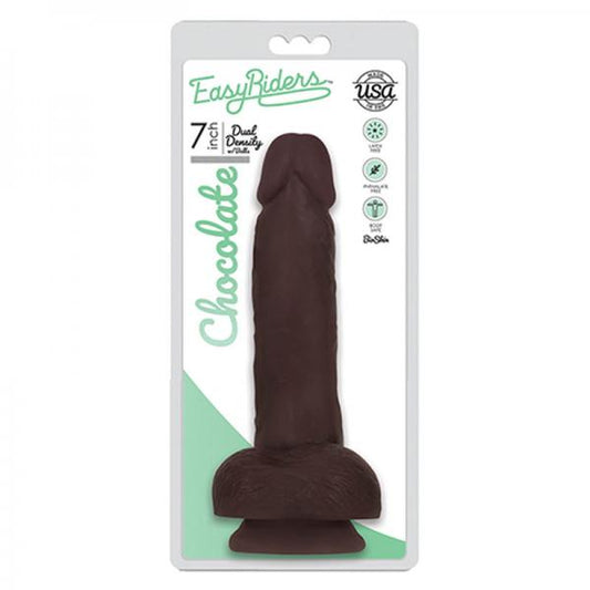 Easy Rider Bioskin Dual Density Dong 7in With Balls Chocolate - happyshop365247