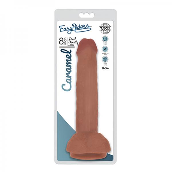 Easy Rider Bioskin Dual Density Dong 8in With Balls Caramel - happyshop365247