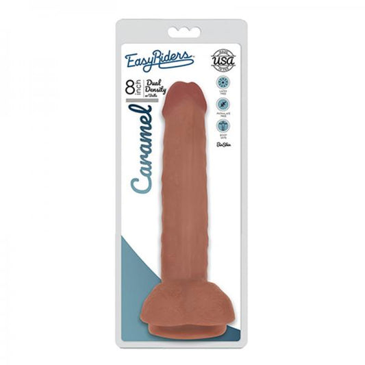 Easy Rider Bioskin Dual Density Dong 8in With Balls Caramel - happyshop365247