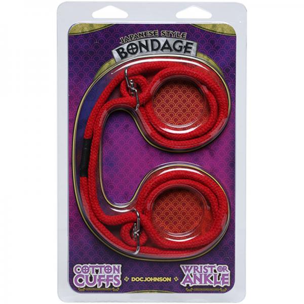 Japanese Style Bondage Cotton Wrist Or Ankle Cuffs Red - happyshop365247