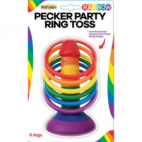Rainbow Pecker Party Ring Toss Game 6 Rings - happyshop365247