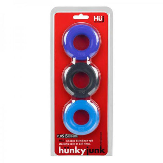 Hunkyjunk Huj3 3-pack C-ring, Blue Multi - happyshop365247