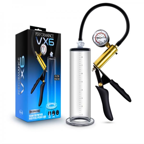 Performance - Vx6 Vacuum Penis Pump With Brass Pistol & Pressure Gauge - Clear - happyshop365247