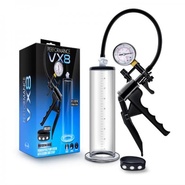 Performance - Vx8 Premium Penis Pump System With Silicone Cock Strap - Clear - happyshop365247