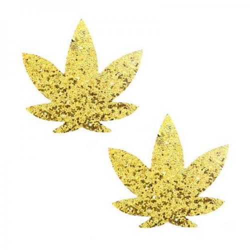 Neva Nude Pasty Weed Leaf Glitter Sparkle Gold - happyshop365247