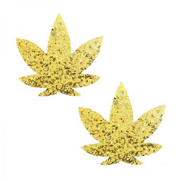 Neva Nude Pasty Weed Leaf Glitter Sparkle Gold - happyshop365247