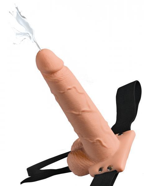 Fetish Fantasy 7.5in Hollow Squirting Strap-on With Balls, Flesh - happyshop365247