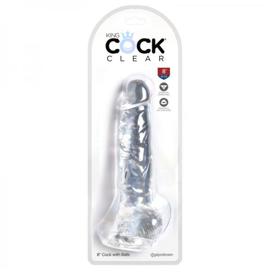King Cock Clear 8in Cock With Balls - happyshop365247