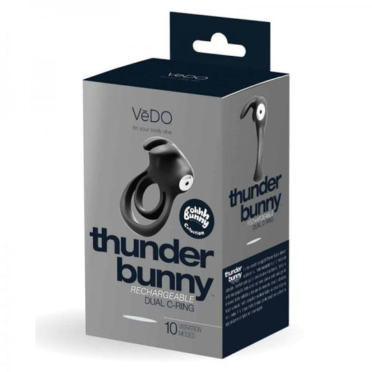 Vedo Thunder Rechargeable Dual Cockring Black - happyshop365247