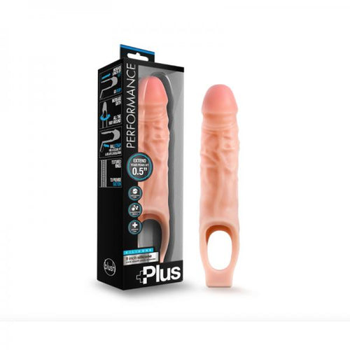 Performance Plus - 9 Inch Silicone Cock Sheath Penis Extender - Vanilla - happyshop365247