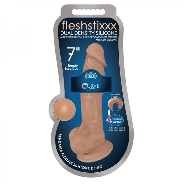 Fleshstixxx 7in Silicone Dildo With Balls Latte - happyshop365247