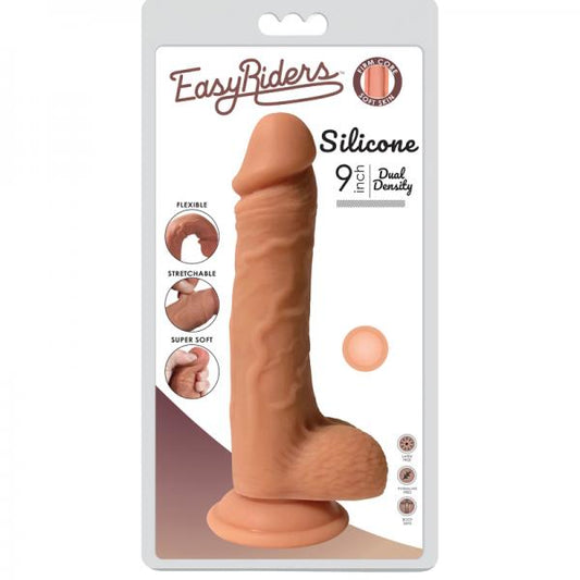 Easy Riders 9in Dual Density Silicone Dong With Balls - happyshop365247
