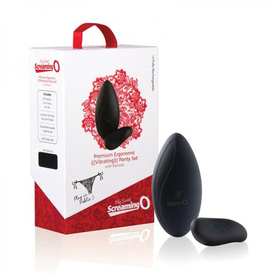 Screaming O Premium Ergonomic Remote Panty Set Black - happyshop365247
