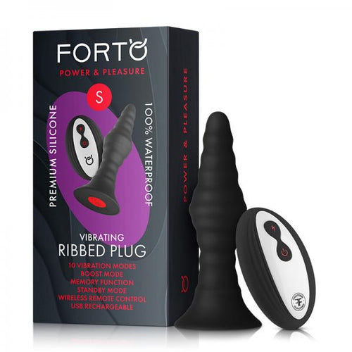 Forto Vibe Ribbed Plug W/remote Sm Blk - happyshop365247