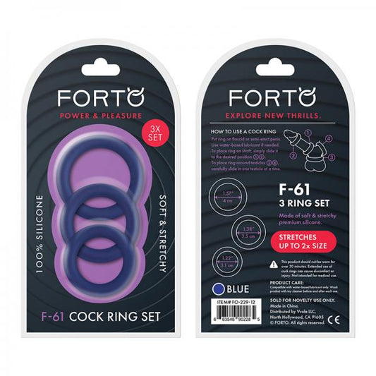 Forto F-61: 3 Piece C-ring Set 100% Silicone (1.2in, 1.38in 1.57in) Blue - happyshop365247