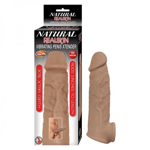 Natural Realskin Vibrating Penis Xtender - Brown - happyshop365247