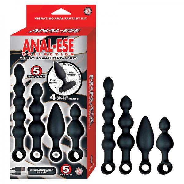 Anal-ese Collection Vibrating Anal Fantasy Kit - Black - happyshop365247
