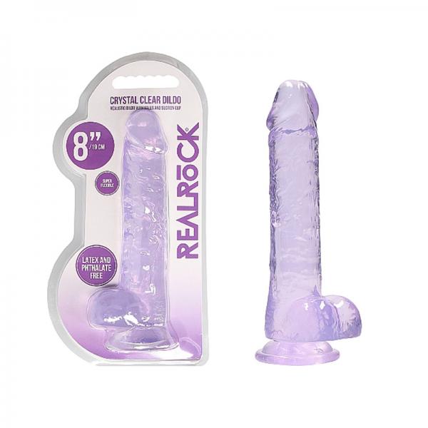 Realrock Realistic Dildo With Balls 8in Purple - happyshop365247