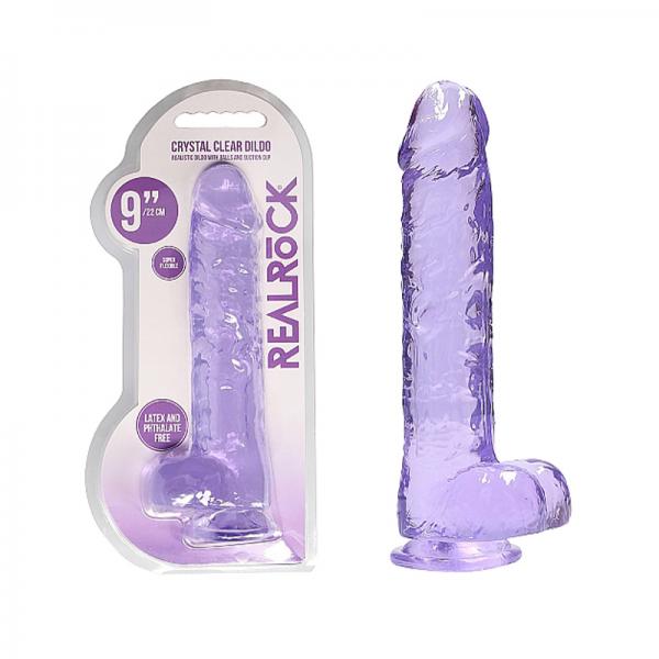 Realrock Realistic Dildo With Balls 9in Purple - happyshop365247