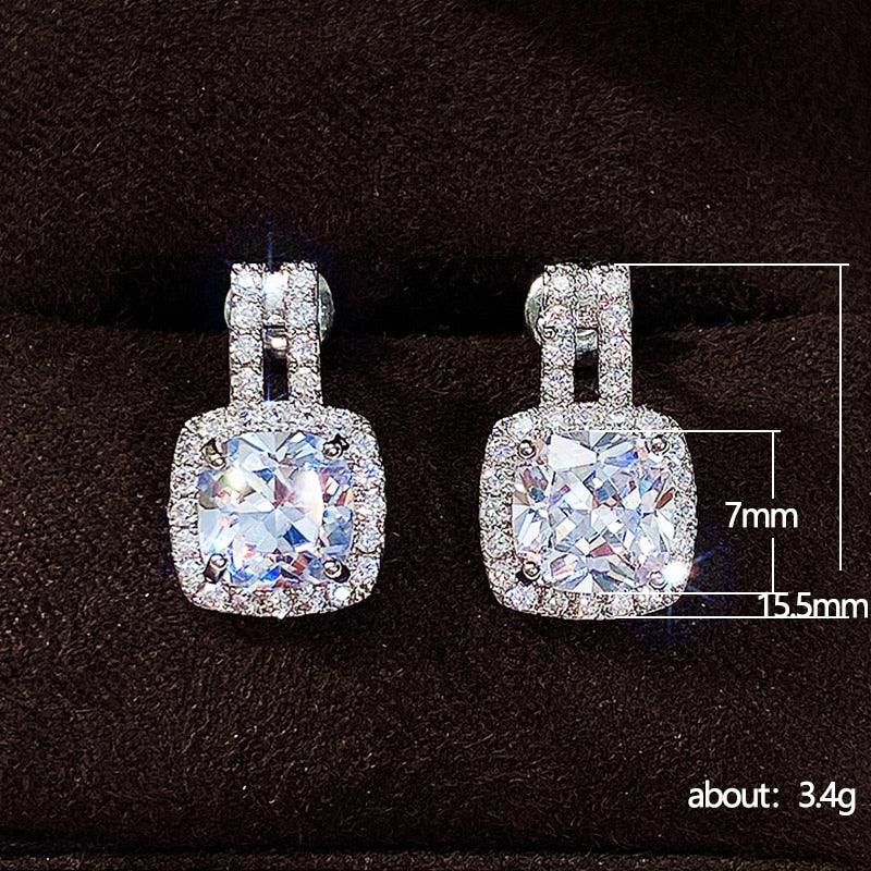 Huitan Fashion Silver Color CZ Stud Earrings for Women - happyshop365247