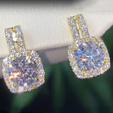 Huitan Fashion Silver Color CZ Stud Earrings for Women