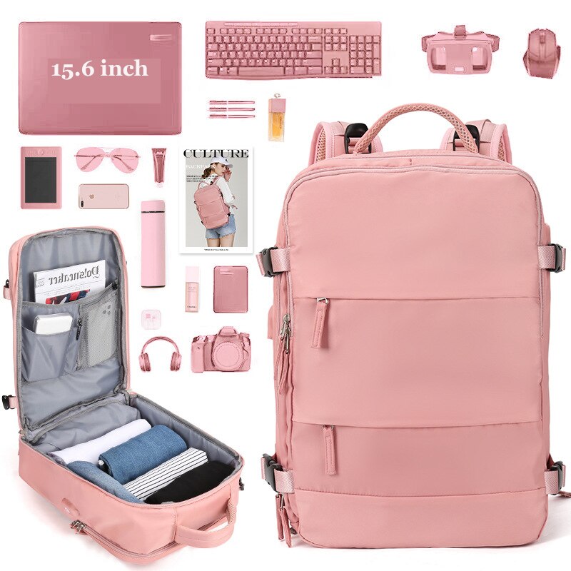 Women Backpack 15.6inch Teenage girl USB charging Laptop Backpack - happyshop365247