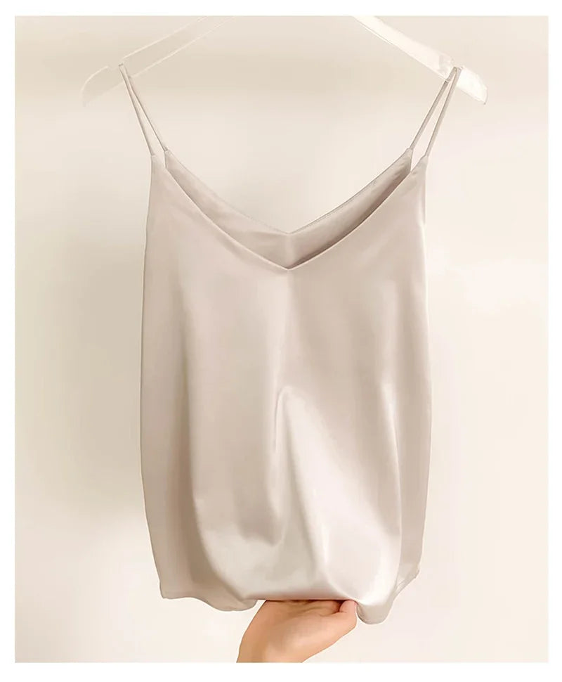 Camisole Slim Vest Sexy Women Sleeveless V-Neck Gray Tee Tank Tops - happyshop365247