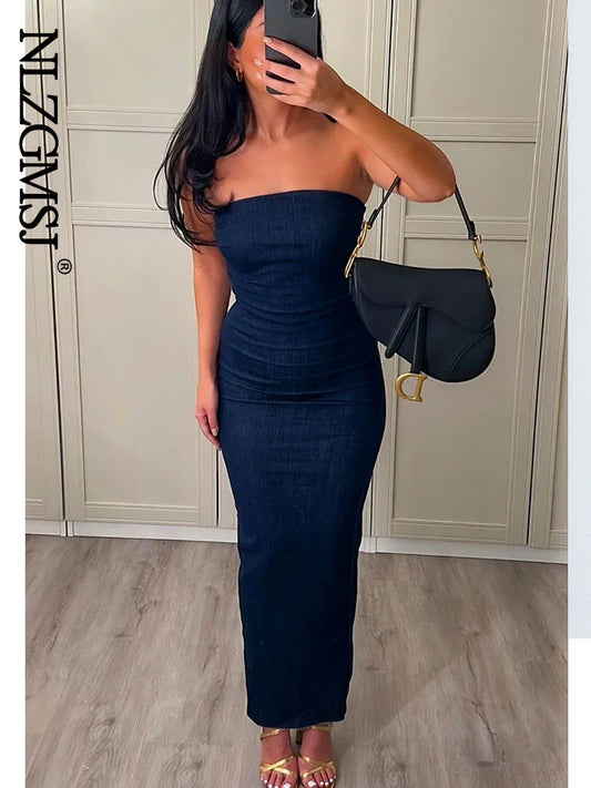 Sexy Strapless Backless Zipper Split Dress Party - happyshop365247
