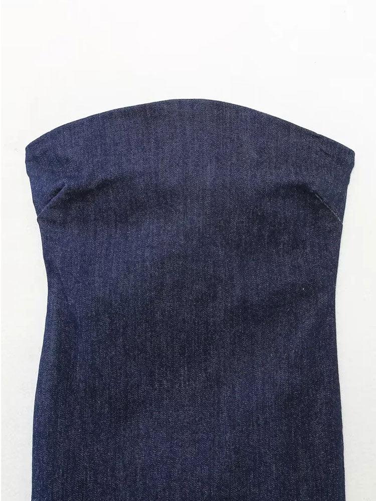 Sexy Strapless Backless Zipper Split Dress Party - happyshop365247