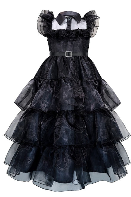Wednesday Addams Girls Black tulle dress, cosplay trendy