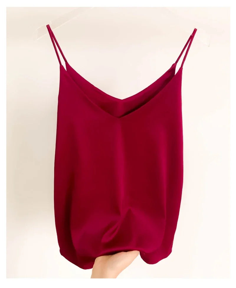 Camisole Slim Vest Sexy Women Sleeveless V-Neck Gray Tee Tank Tops - happyshop365247
