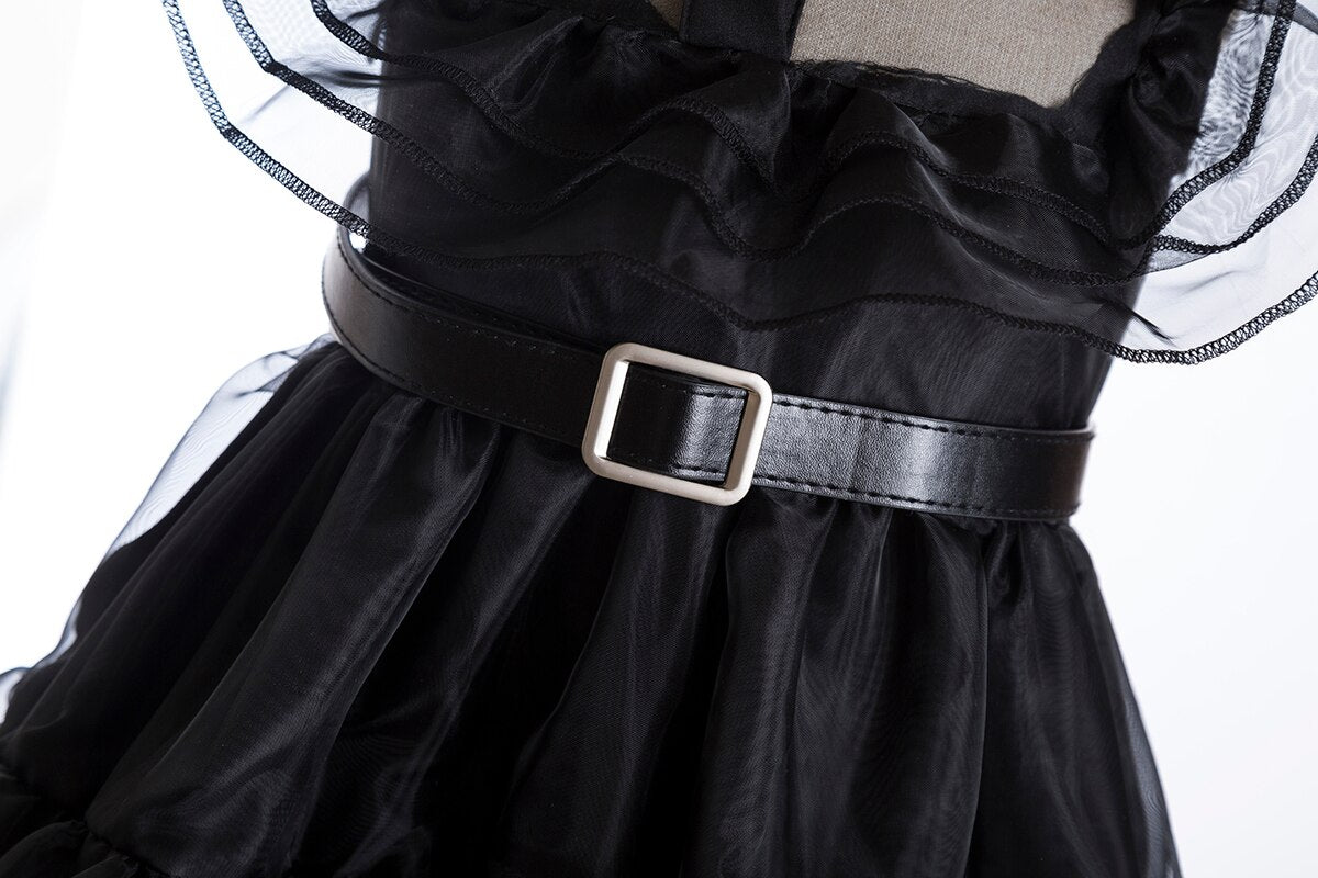 Wednesday Addams Girls Black tulle dress, cosplay trendy - happyshop365247