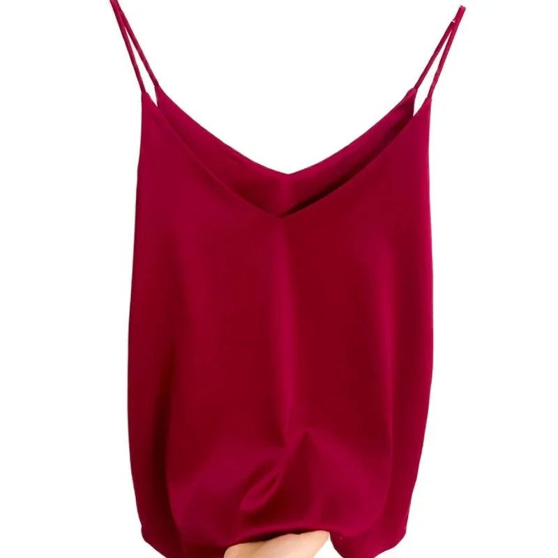Camisole Slim Vest Sexy Women Sleeveless V-Neck Gray Tee Tank Tops - happyshop365247