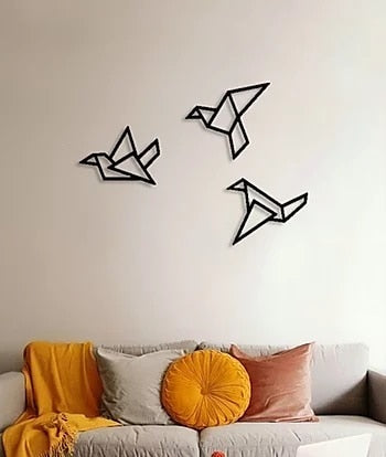 Metal Wall Decor and Art, Origami Birds, Metal Design on Wall, metal Art Decor Home Office Decoration Living Room Decor - happyshop365247